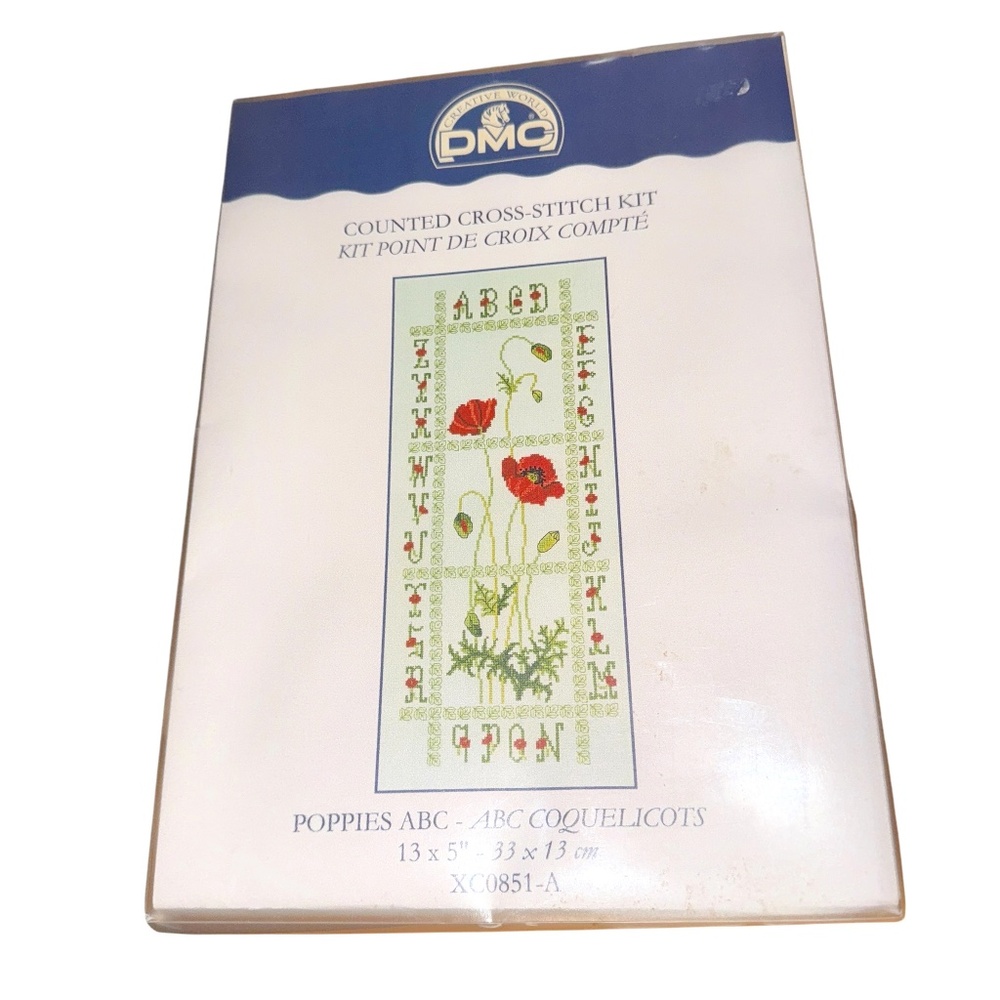 DMC Counted Cross Stitch Kit Poppies ABC XC08851-A Sampler Floral Classic NWT